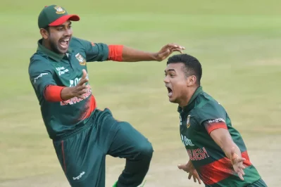তাসকিনের উদযাপনে ছিল বুনো উল্লাস। ছবি: গেট্টি ইমেজ